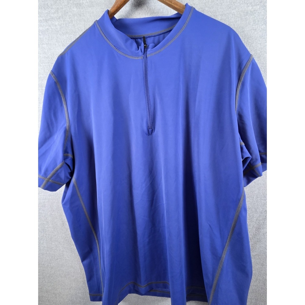 Lands End 2XL Rash Guard Sport Moisture Wick Shirt Royal Blue Zip Close Beach